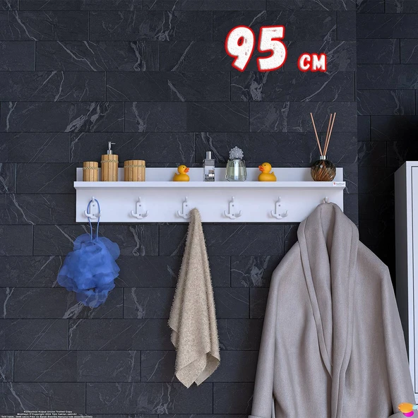 Modilayn Kedi Serisi 6’lı Banyo Askısı Seti | 91,4x18 cm 18 Kancalı Raflı Düzenleyici Yer Tasarrufu ürün görseli 1