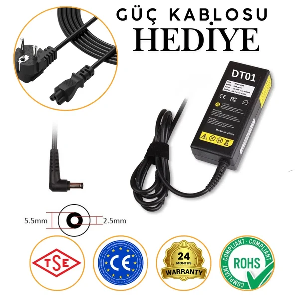 Asus ile Uyumlu X45C  Adaptör, Şarj Aleti Cihazı 65W ürün görseli 1