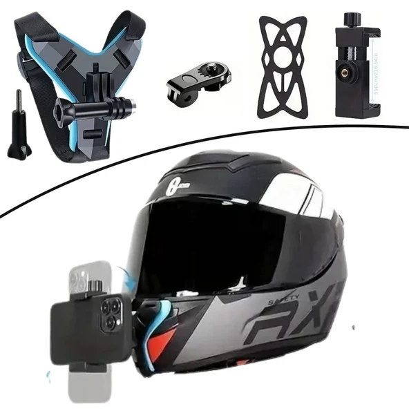 Motorsiklet Kask Önü Takılan Telefon Tutucu Aksiyon Kamerası Takılabilen Aparat ürün görseli 1