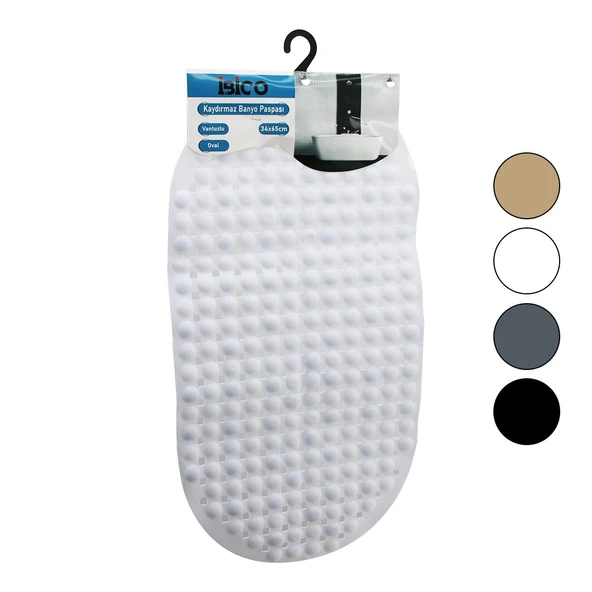 OVAL - PLASTİK KABARTMA TOP DESENLİ - RENKLİ 63PCS VANTUZLU KAYDIRMAZ BANYO - KÜVET PASPASI 34X65CM ürün görseli 1