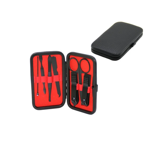 7 PCS - SİYAH MANİKÜR - PEDİKÜR SETİ SİYAH CÜZDAN MODELİ ÇANTALI ürün görseli 1