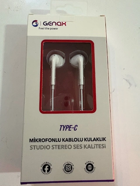 genax mikrofonlu kablolu kulaklık type-c - Resim 2