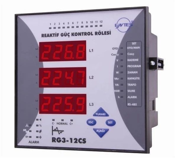 Entes Rg3-12Cs Reaktif Güç Rölesi 12 Kademe, M0942 ürün görseli 1