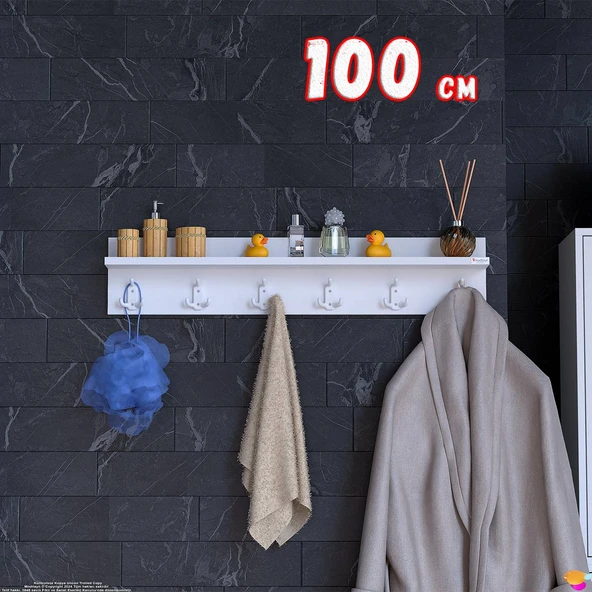 Modilayn Kedi Serisi 6’lı Banyo Askısı Seti | 96,4x18 cm 18 Kancalı Raflı Düzenleyici Yer Tasarrufu ürün görseli 1