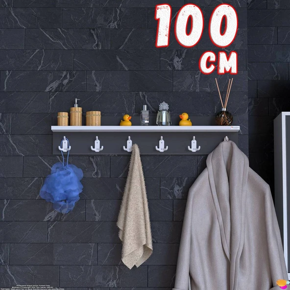 Modilayn Kedi Serisi 6’lı Banyo Askısı Seti |96,4x18 cm 18 Kancalı Raflı Düzenleyici Yer Tasarrufu. ürün görseli 1