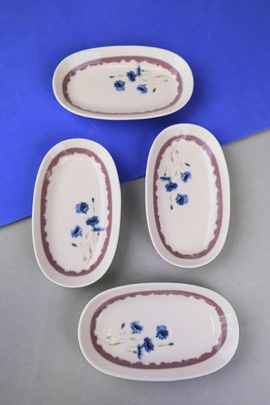 Tabak Evi Porselen Morden Oval Kayık Tabak 19x11x2,50cm 4 Parça ürün görseli 1