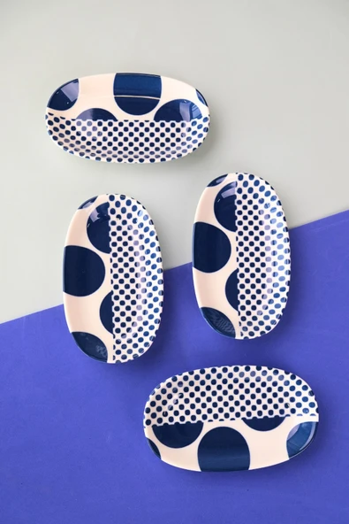 Tabak Evi Porselen Spotty Oval Kayık Tabak 15x8,5x2cm 4 Parça ürün görseli 1
