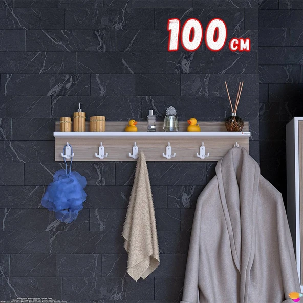 Modilayn KEDİ Serisi (96,4x18 cm) 6'lı Set 18 Kancalı Banyo Askısı | Ekstra Düzen ve Yer Tasarrufu ürün görseli 1