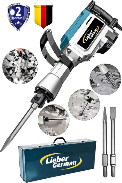 Lieber German Profesyonel 16 Kg 65 Mm Büyük Tip Metal Çantalı Kırıcı Keski Ve Murç Hediyeli ürün görseli 1