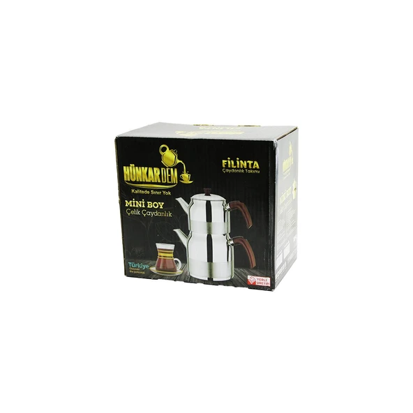 FİLİNTA MİNİ BOY ÇELİK ÇAYDANLIK SETİ ÇİFT KAPAKLI RENKLİ BAKALİT KULP ÜST DEMLİK: 1LT - ALT SULUK: 1.5LT KENDİNDEN SÜZGEÇLİ ürün görseli 1