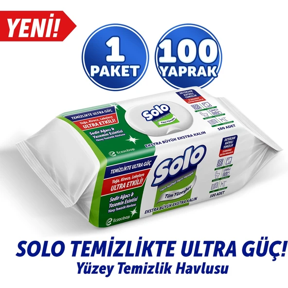 SOLO Temizlikte Ultra Güç Sedir Ağacı&Yasemin Esintisi Yüzey Temizlik Havlusu 100 Yaprak ürün görseli 1