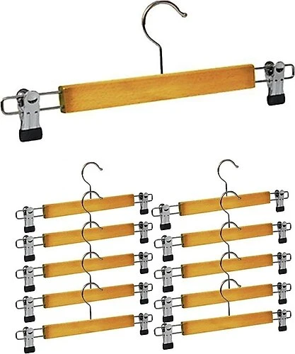 10 ADET AHŞAP METAL UÇLU PANTOLON VE ETEK ASKISI ürün görseli 1