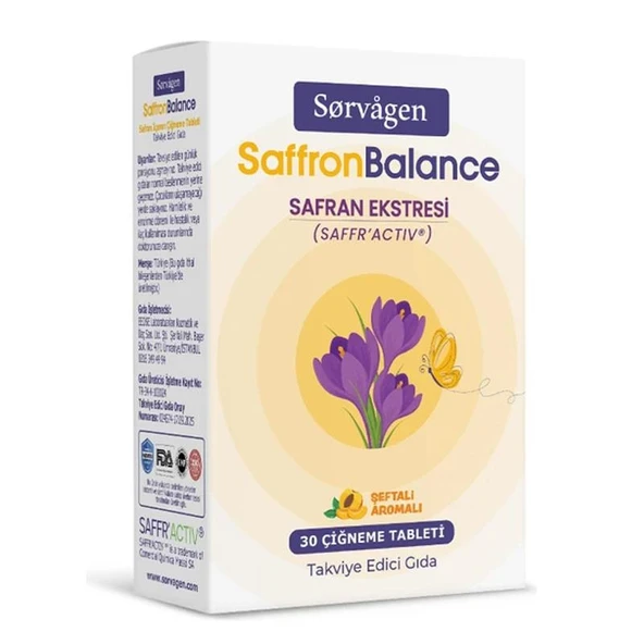Sorvagen Balance Safran Ekstresi 30 Çiğneme Tableti ürün görseli 1