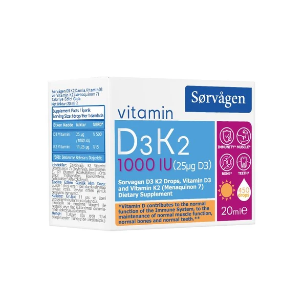 Sorvagen D3K2 Damla 1000 IU 20 ml ürün görseli 1