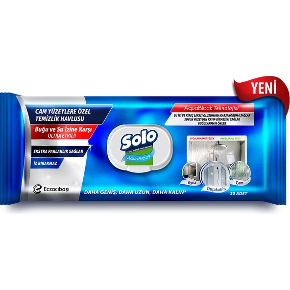 SOLO Aquablock Cam Yüzeylere Özel Temizlik Havlusu 30 Yaprak ürün görseli 1
