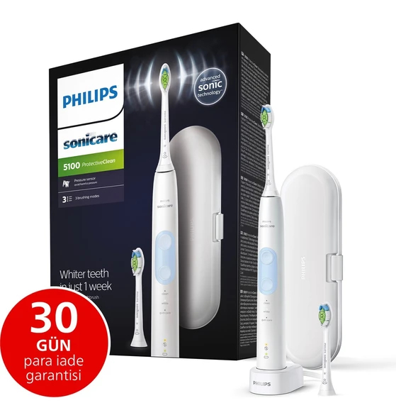 Philips Sonicare Protective Clean 5100 Şarjlı Diş Fırçası, Seyahat Kabı,Yedek Başlık-Beyaz HX6859/29 ürün görseli 1