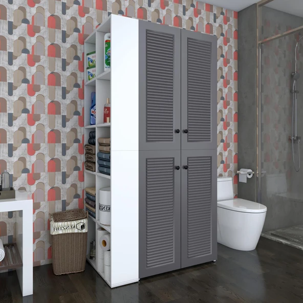 Kenzlife membran çamaşır-kurutma makinesi dolabı kapaklı fedyenka sol gribyz 180*090*60 mebran kapak suntalam gövde banyo arkalıksız ürün görseli 1