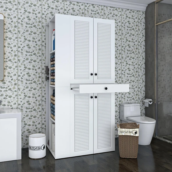 Kenzlife membran çamaşır-kurutma makinesi dolabı ahi evran sol byzbyz panjur 187*090*60 mebran kapak MDF gövde ürün görseli 1