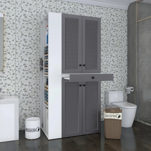 Kenzlife membran çamaşır-kurutma makinesi dolabı ahi evran sol gribyz panjur 187*090*60 mebran kapak suntalam gövde ürün görseli 1