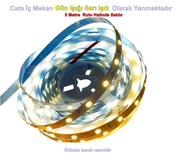 CATA 12v 10 Çip İç Mekan Şerit Led Günışığı 3000k 7w (1mt Fiyatıdır) ürün görseli 1