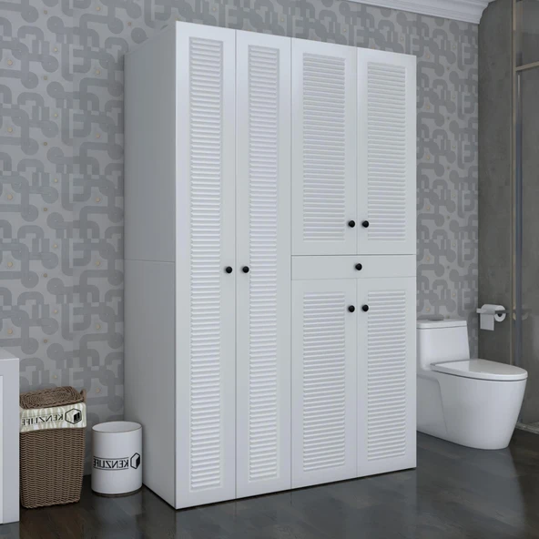 Kenzlife membran çamaşır-kurutma makinesi dolabı şahrur sol byzbyz 187*120*60 çekmeceli mebran kapak MDF gövde banyo ürün görseli 1