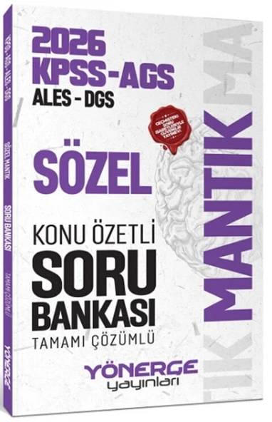 2026 KPSS MEB AGS ALES DGS Sözel Mantık Konu Özetli Soru Bankası Yönerge ürün görseli 1