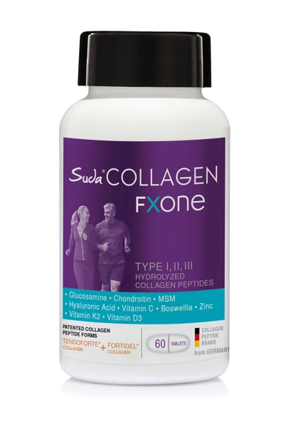 SUDA COLLAGEN FXONE Tablet - Tip I-II-III Kolajen + C,Zn,K2,D3,Hyaluronik Asit | Eklem Sağlığı | 60 Tablet ürün görseli 1