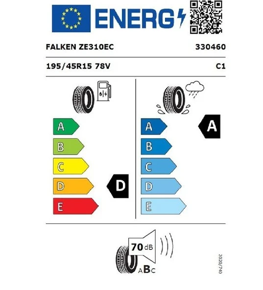 Falken 195/45 R15 TL 78V ZIEX ZE310 ECORUN Oto Yaz Lastiği (Üretim Tarihi:2025) ürün görseli 1