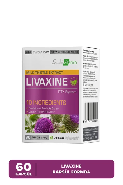 SUDA VİTAMİN Livaxine Milk Thistle Extract l Vitamin B1/B5/B6/B12 - Antioksidan  | 60 Kapsül ürün görseli 1