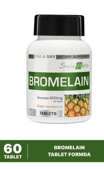 SUDA VİTAMİN Bromelain 500mg Sindirim Takviyesi Ananastan Elde Edilen Bitkisel Detoks 60 Tablet ürün görseli 1
