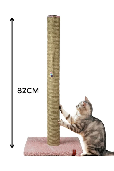 PUGALO 82cm Lüx Tırmalama Tahtası Catnipli Jüt Tırmalama Pembe Minder Yüzey ürün görseli 1