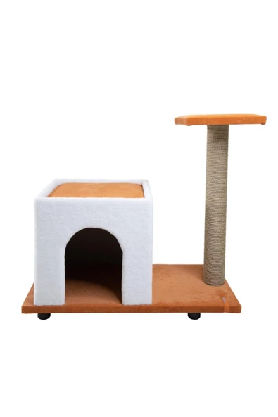 PUGALO Yataklı Kedi Evi Yataklı Küçük Kedi Evi turuncu ürün görseli 1