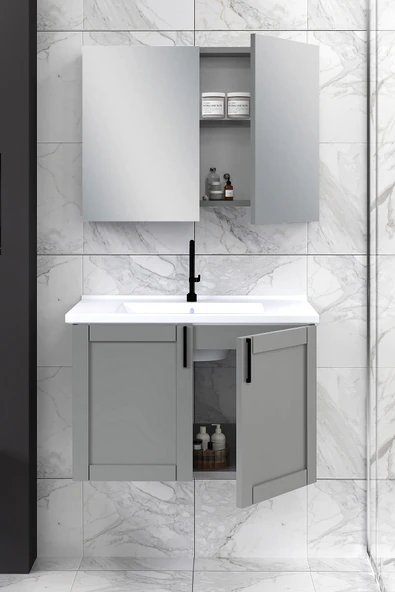 %100 MDF - 80 cm Riva Banyo Dolabı - Resim 2