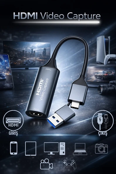 4K 30Hz HDMI Video Capture Card USB 3.0 ve Type-C Görüntü Yakalama Kartı ürün görseli 1