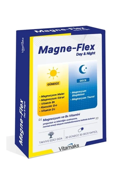 Magne-Flex Day&Night Magnezyum 30 Gündüz 30 Gece 60 Kapsül ürün görseli 1