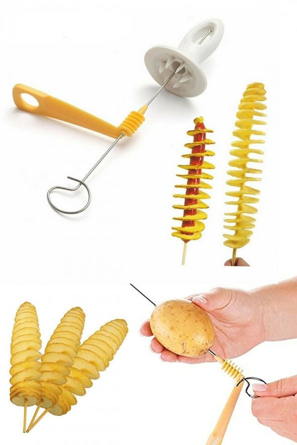 Spiral Patates Dilimleyici Çubukta Patates Cips Yapma Aparatı 4 Çubuklu ürün görseli 1