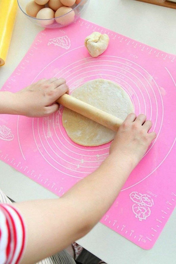 Silikon Hamur Açma Matı- Hamur Kesme Matı BÜYÜK BOY 50X40 cm  Silikon Ölçülü Çok Amaçlı Hamur Matı ürün görseli 1