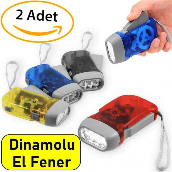 2 Adet Tüm Aileye Deprem İçin Pilsiz Dinamolu 3 Ledli El Feneri Deprem Feneri Pilsiz Fener ürün görseli 1