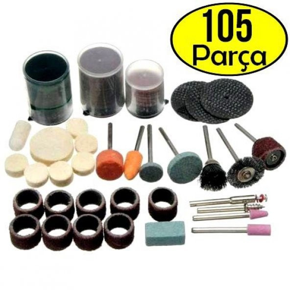 105 Parça Gravür Oyma Dremel Taşlama Zımpara Aksesuar Uc Seti Hobi Aletleri ürün görseli 1