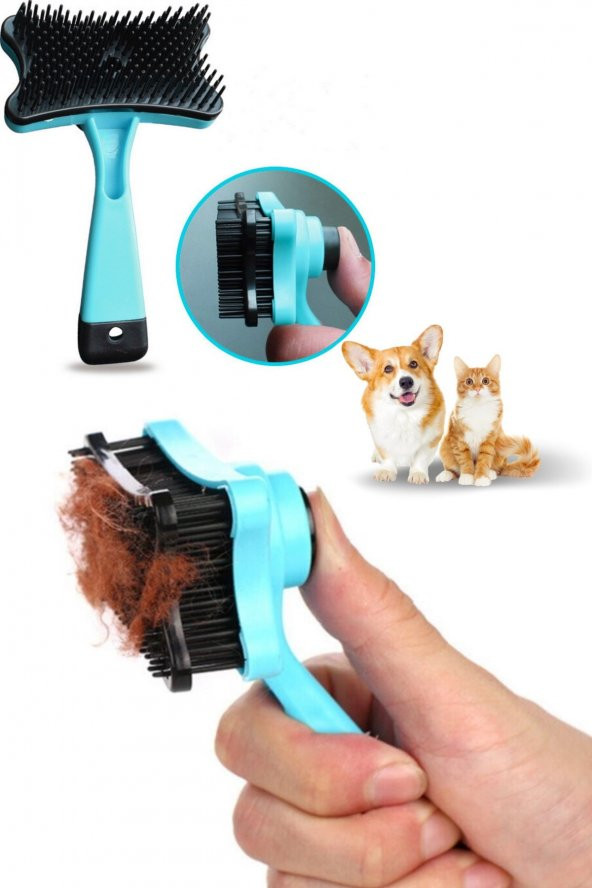 Tuşlu Otomatik Temizlenen Kedi Ve Köpek Tüy Toplayıcı Basmalı Tarak Kaşıma Fırçası ürün görseli 1