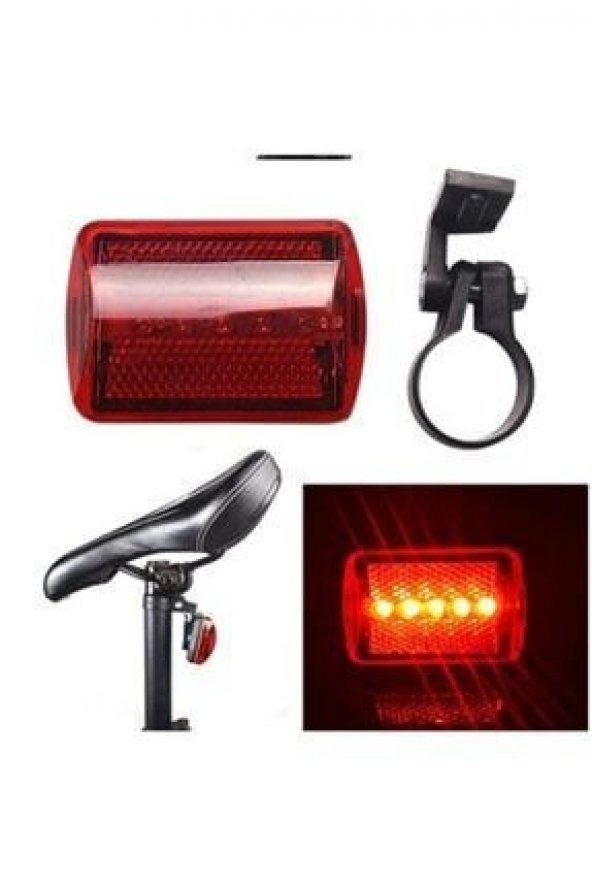 5 Ledli Bisiklet Arka Stop İkaz Lambası 7 MODLU Su Geçirmez Bisiklet Stop Lambası AÇIKLAMADA GİF BAK ürün görseli 1
