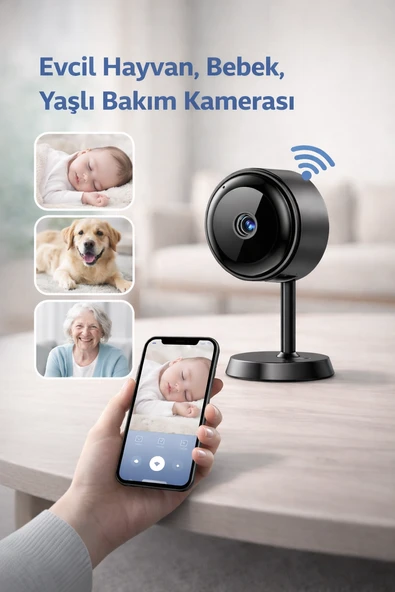 Wİ-Fİ Mini Güvenlik Kamerası Bebek Evcil Hayvan Yaşlı Bakım İçin Gece Görüşlü ürün görseli 1