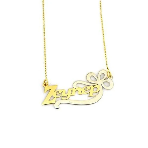 Bilezikhane İsim Kolye Yoncalı 3,31 Gram 14 Ayar Altın ürün görseli 1