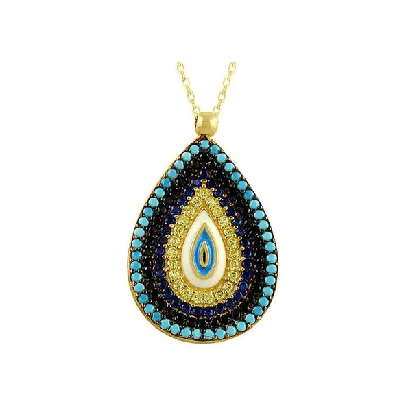 Bilezikhane Damla Göz Kolye 3.64 Gram 14 Ayar Altın ürün görseli 1