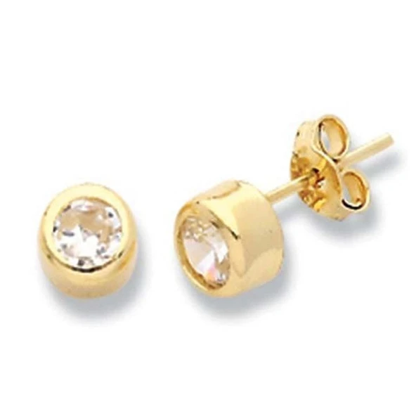 Bilezikhane Küpe Tek Taş Oval 0,80 Gram 14 Ayar Altın ürün görseli 1