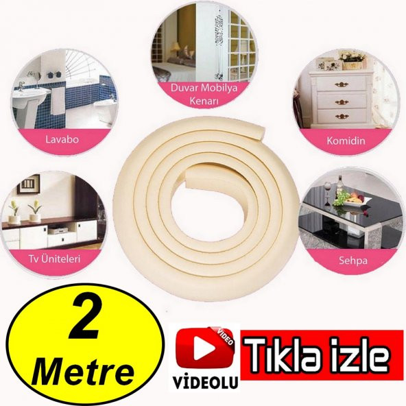 2 Metre Sarmal Krem Masa Kenar Koruyucu 1 Adet Şerit Masa Köşe Aparatı Bebek Cam Ahşap Kenar Koruma ürün görseli 1