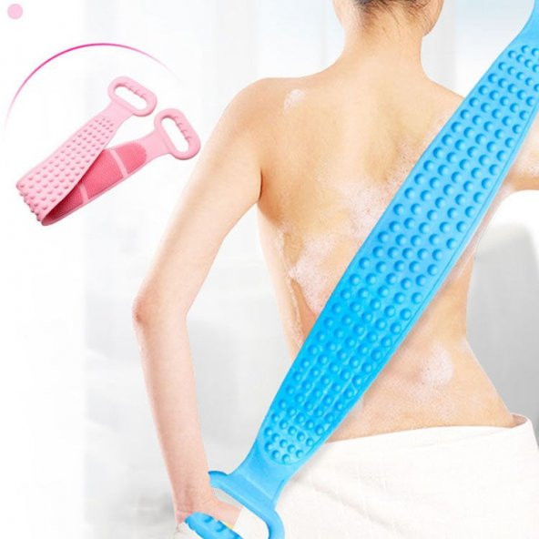 Büyük Boy Banyo Duş Sırt Kesesi Çift Taraflı Silikon Duş Lifi Fırçası 60 Cm ürün görseli 1