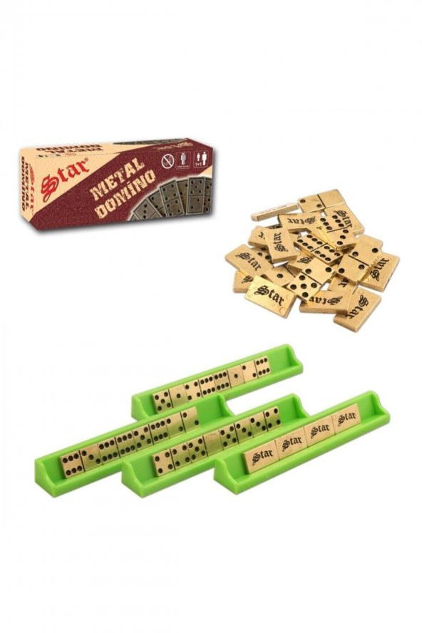 Star Domino Zamak Büyük Boy Domino Oyun Seti Metal Domino Taşı Seti Metal 1. Kalite Metal Domino ürün görseli 1