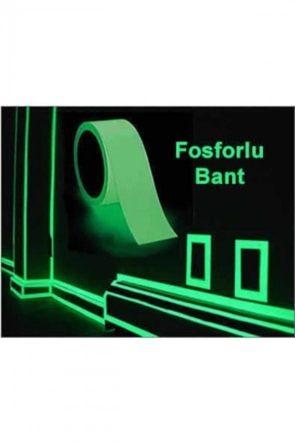 Karanlıkta Işık Veren Yansıyan 4 Metre Fosforlu Yeşil Şerit Bant 4 Metre Ikaz Uyarı Bant Fosfor Bant ürün görseli 1