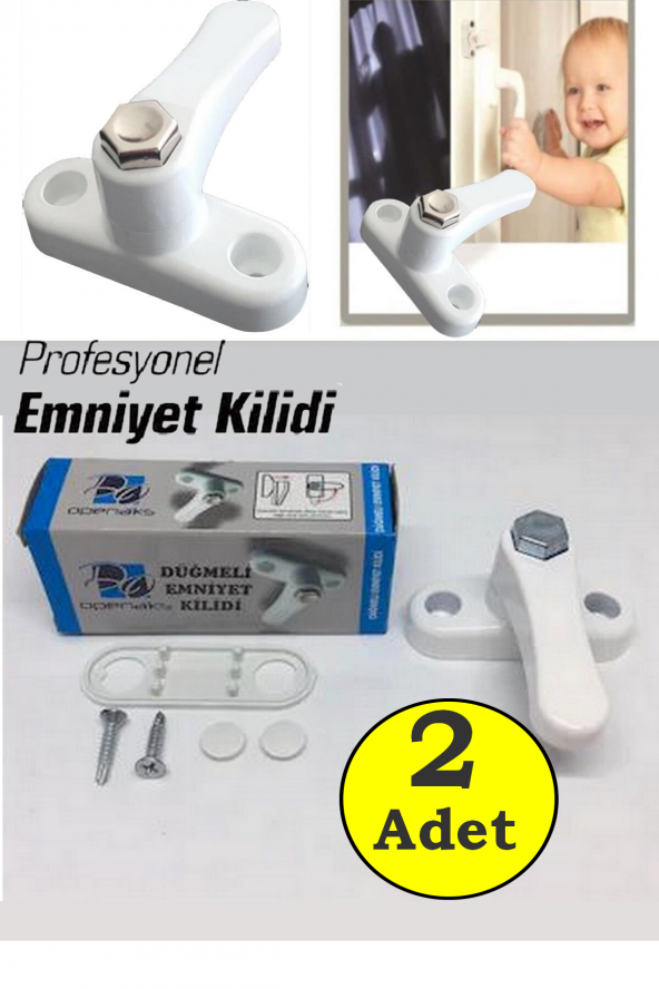 2 Adet ÇELİK Pvc Basmalı Kapı Pencere Emniyet Kilidi Pimapen Kilit Çocuk Emniyet Kilidi ürün görseli 1